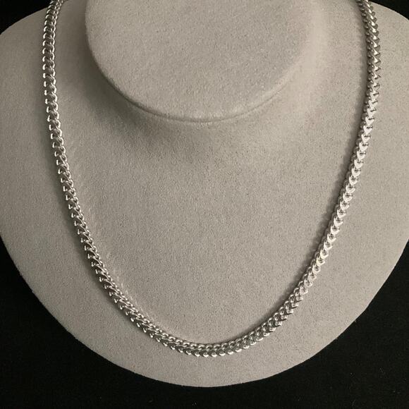 NEW- Solid 3.5mm Italian Franco Link Chain 24in Rhodium/ 925 Sterling Silver - Picture 1 of 9
